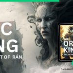 The Orc King TTRPG with goddess rising form the sea, highlighting the game The Orc King and the corresponding story, The Binding of Ran